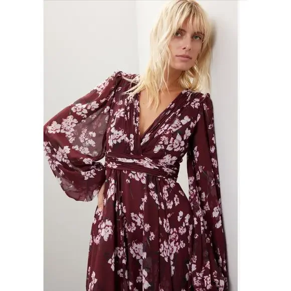 Leena for Mac Duggal Floral Chiffon Red Gown From Rent The Runway Size: XS 0 - Picture 3 of 13